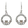 White Swarovski Crystal Claddagh Drop Earrings