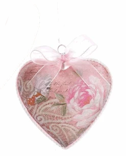 Kurt Adler Blush Boho Chic Glass Pink Heart Ornaments - -Toy Series Store atwnonszku5likg8kheh