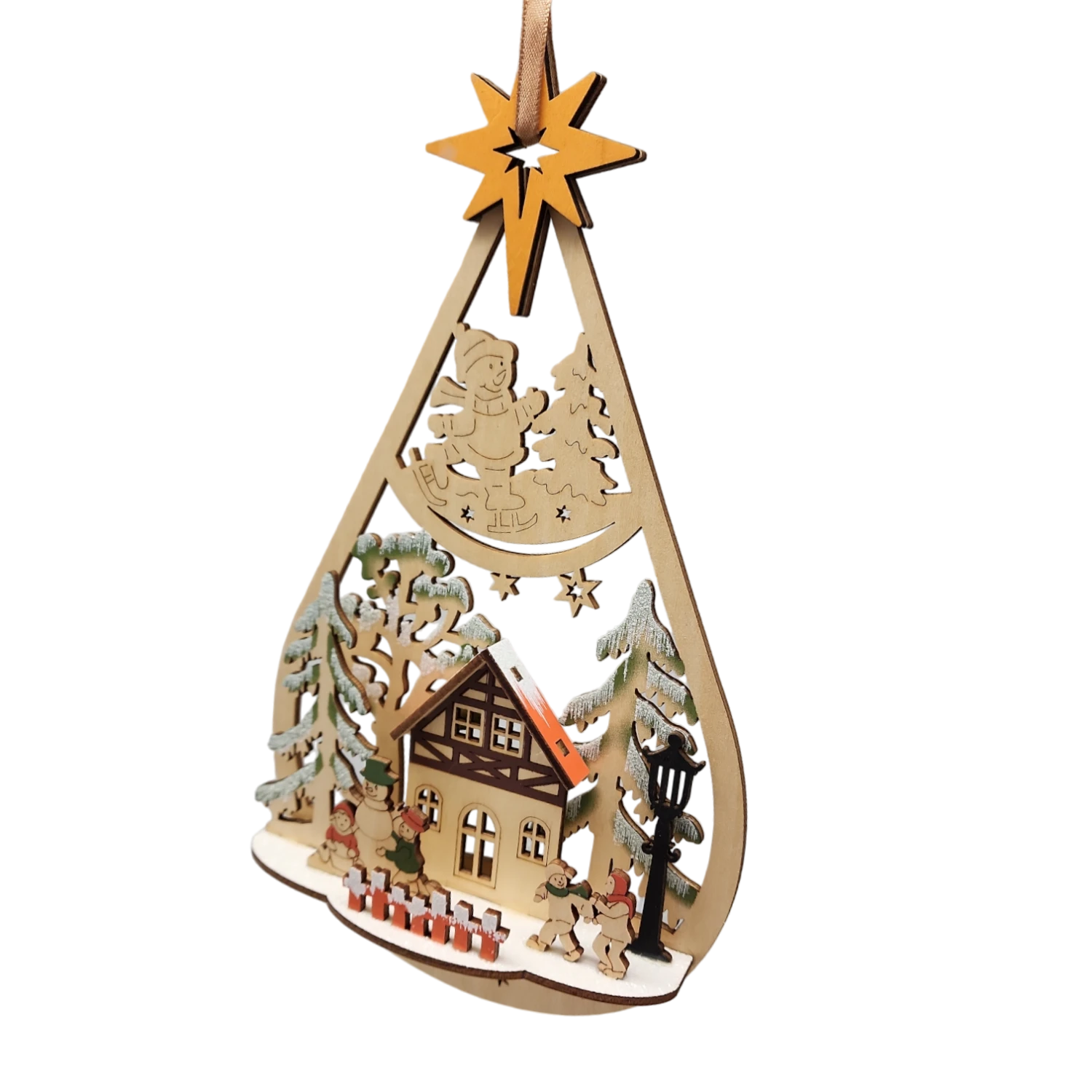 Wooden Cabin Scene Teardrop Ornament 2 Wooden Cabin Scene Teardrop Ornament - Image 2