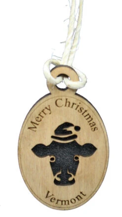 Vermont Oval Cow Wooden Ornament