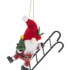 Santa Gnome On Ladder Ornament/Pot Percher - Christmas Tree