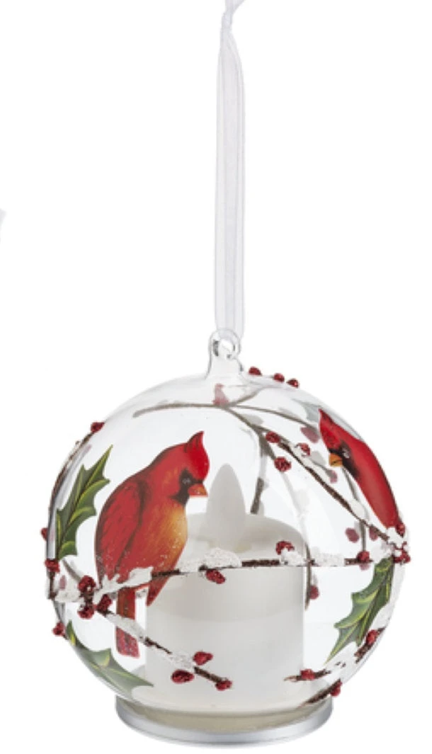 LED Lit Cardinal Ball Ornament - Style 2 1 LED Lit Cardinal Ball Ornament - Style 2
