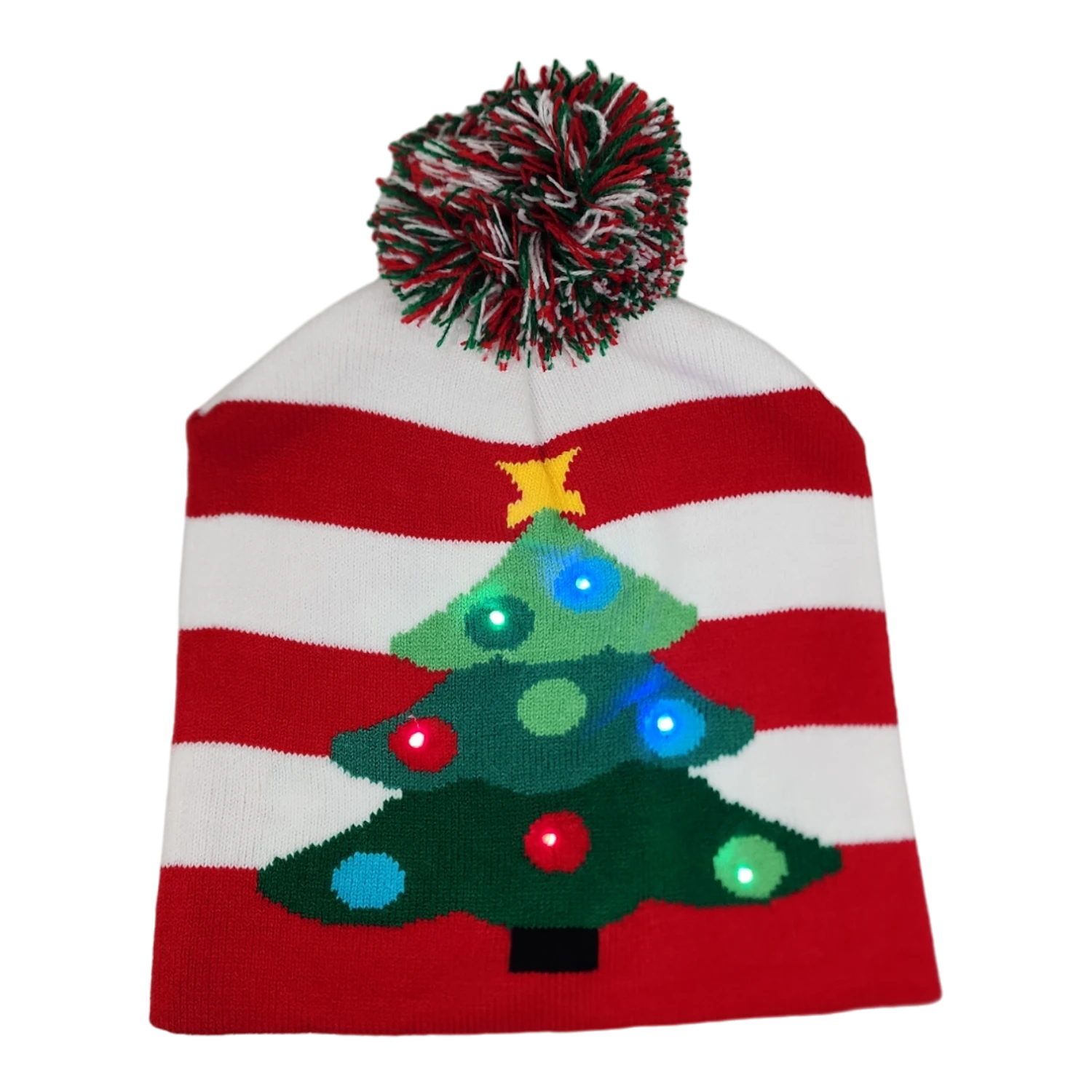 Kurt Adler Battery-Operated LED Light-Up Knit Hat - Christmas Tree 1 Kurt Adler Battery-Operated LED Light-Up Knit Hat - Christmas Tree