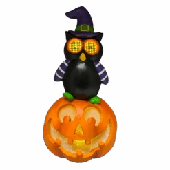 Owl On Pumpkin With Moving Digital Eyes