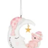 Teddy Bear Moon Ornament - Pink