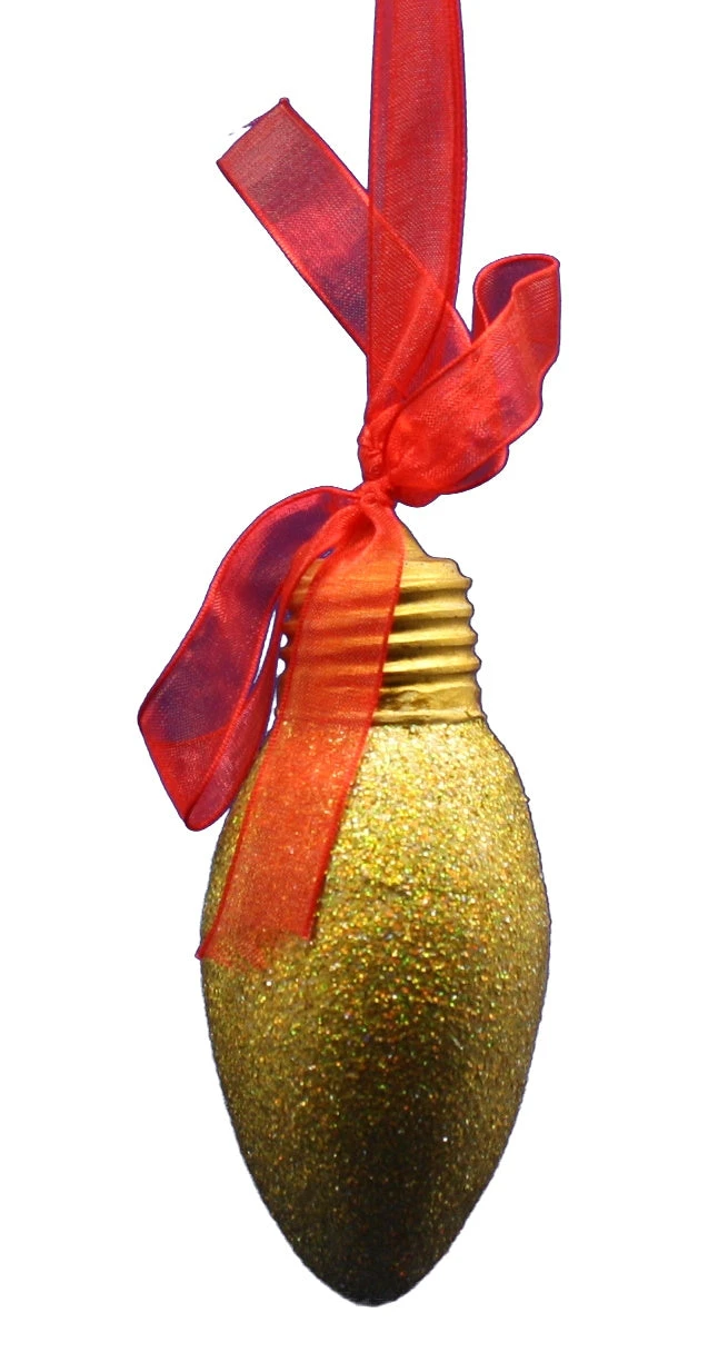 Glitter Bulb Ornament - Gold 1 Glitter Bulb Ornament - Gold