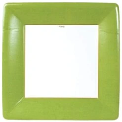 Grosgrain Border Moss Green - Dinner Plate - Square