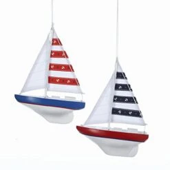 Kurt Adler Wooden Yacht W/Sails Ornament - Red -Toy Series Store fbtjtswojqp9wrtzl01r
