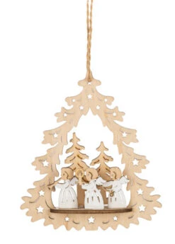 Wooden Angel Scene Ornament