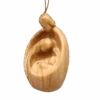 Modern Style Nativity Scene Ornament - Olive Wood - 3 Inch