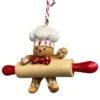 Resin Holiday Gingerbread Chef With Rolling Pin Ornament