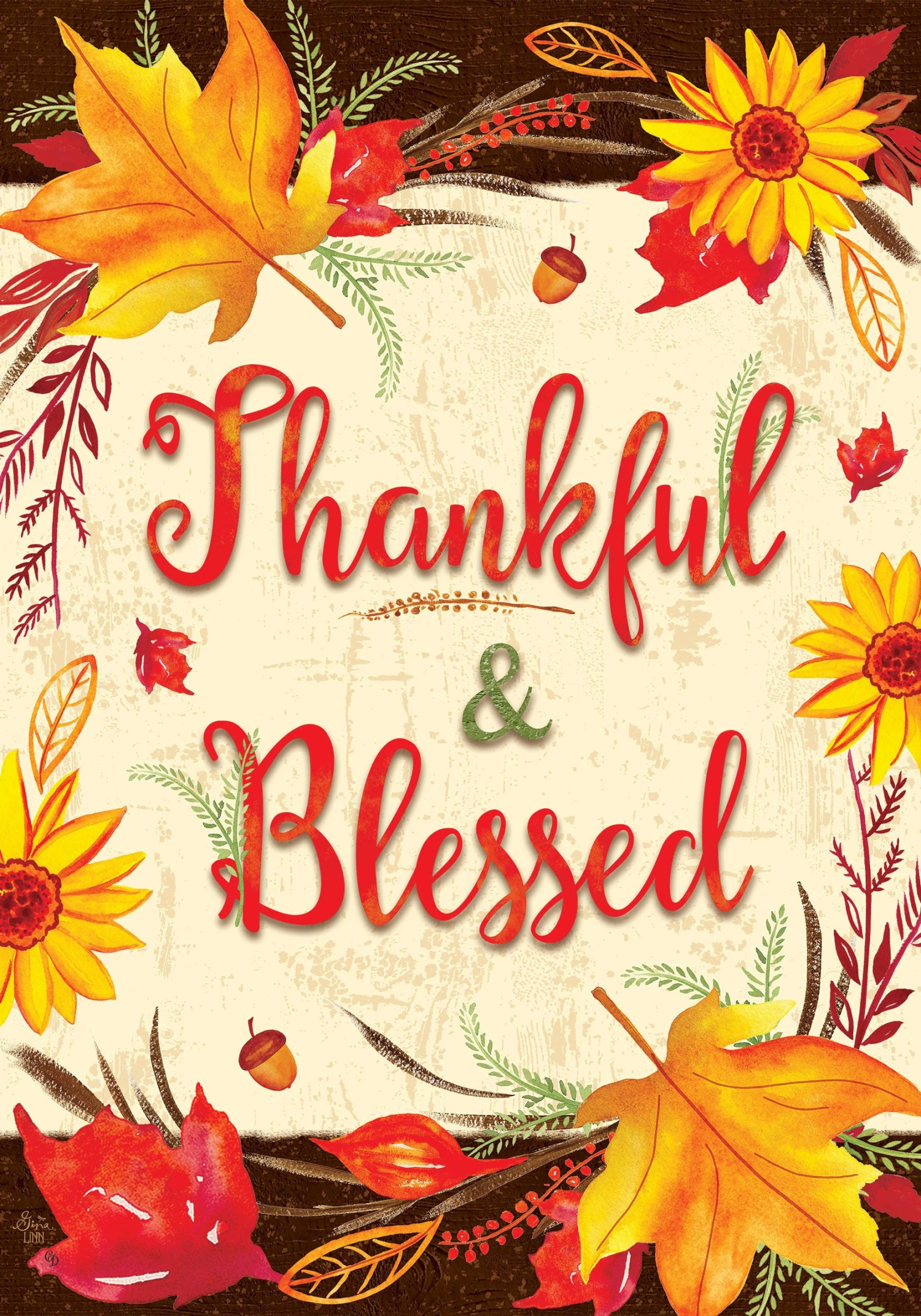Thankful & Blessed - Flag - 28x40 1 Thankful & Blessed - Flag - 28x40