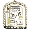 Solid Brass Ornament - Vermont Map And Landmarks