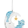 Teddy Bear Moon Ornament - Blue