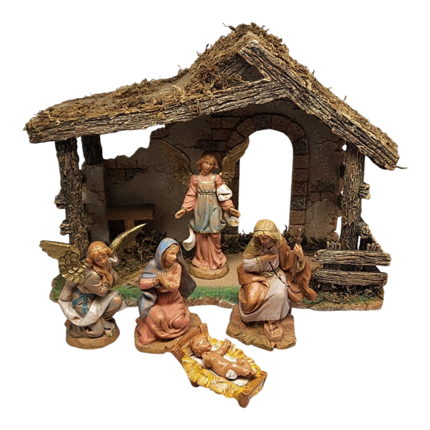 Figure Set With Stable - Fontanini - 5" Scale 2 Figure Set With Stable - Fontanini - 5" Scale - Image 2