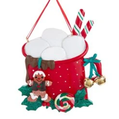 Kurt Adler Cocoa Mug With Marshmallows Ornament - Family Of 4