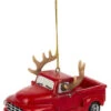 Red Pickup With Antlers Ornament