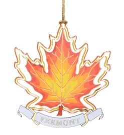 Solid Brass Ornament - Vermont Maple Leaf