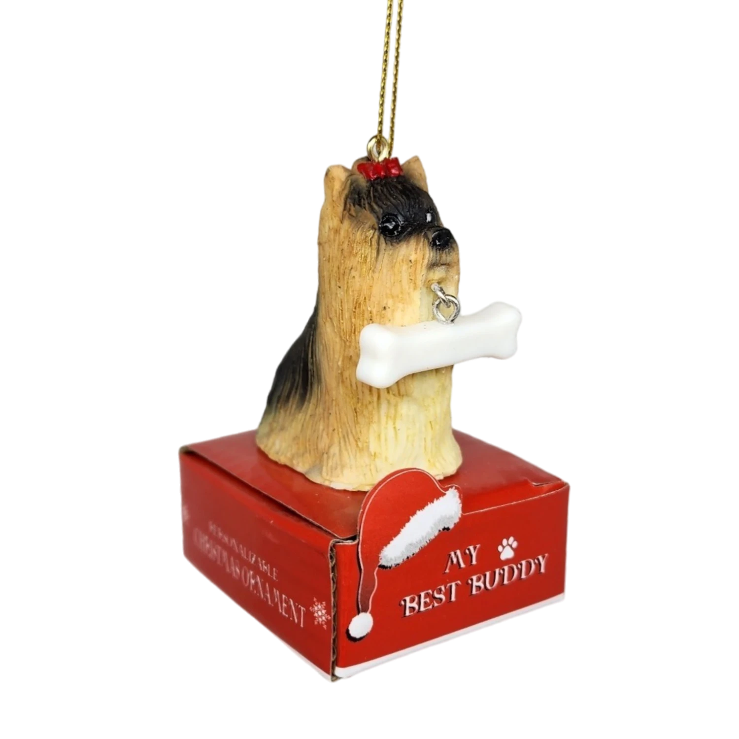 Yorkie With Bone Ornament 1 Yorkie With Bone Ornament