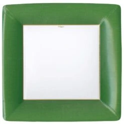 Grosgrain Border Paper Goods (Hunter Green) - Dinner Plate