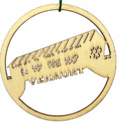 Round Wooden Vermont Covered Bridge Ornament