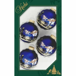 Night Before Christmas - 2 5/8 Glass Ball - 4 Piece Set - Navy
