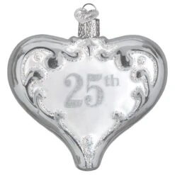 Old World Christmas 25th Anniversary Heart Glass Ornament