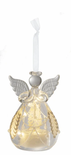 LED Glass Angel Pine Cone Ornament - Style B