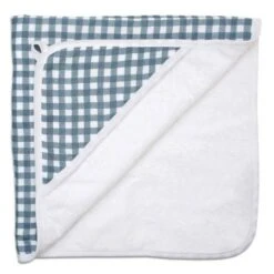 Lulujo Hooded Towel – Navy & Gingham