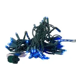Kurt Adler 100-Light 5mm Blue LED Green Wire Light Set
