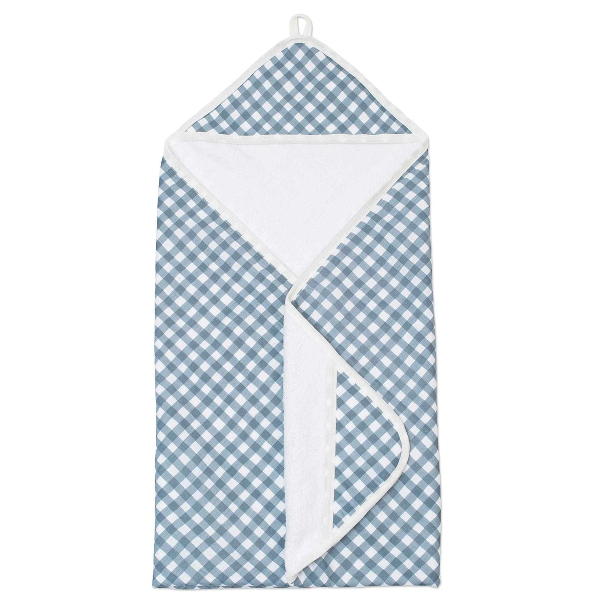 Lulujo Hooded Towel – Navy & Gingham 2 Lulujo Hooded Towel – Navy & Gingham - Image 2