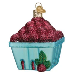 Carton Of Raspberries Glass Ornament