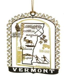 Solid Brass Ornament - Vermont Map And Landmarks -Toy Series Store padhcnlry2yttripf6y7 dc243721 6f99 47d5 a40a 6cb1a8ffdcba