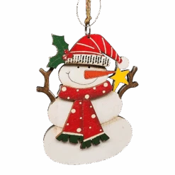 Rustic Wooden Ornament - Snowman