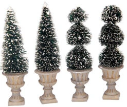 Lemax Cone-Shaped & Sculpted Topiaries - Set Of 4