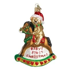 Babys First Christmas Rocking Horse Teddy Glass Ornament -Toy Series Store pt5vyb6m9i4maplorxeq