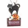 Wooden Halloween Ornament - Black Cat