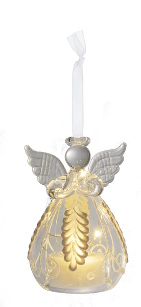 LED Glass Angel Pine Cone Ornament - Style A 1 LED Glass Angel Pine Cone Ornament - Style A