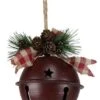 Decorated Jingle Bell - 4.75 Inch - Burgundy