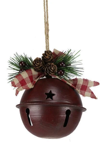 Decorated Jingle Bell - 4.75 Inch - Burgundy 1 Decorated Jingle Bell - 4.75 Inch - Burgundy