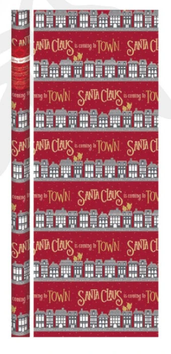 Premium Holiday Roll Wrap - 80 Square Feet - Santa Claus Is Coming To Town 1 Premium Holiday Roll Wrap - 80 Square Feet - Santa Claus Is Coming To Town