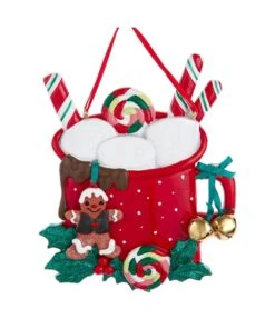 Kurt Adler Cocoa Mug With Marshmallows Ornament - Family Of 3