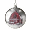 Glass Holiday Barn Disk Ornament - Sheep