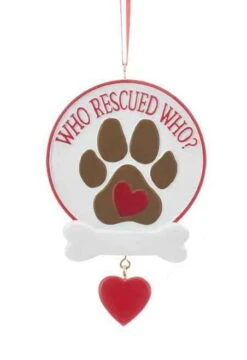 Kurt Adler Rescue Dog Sign Ornament - Who Rescued Who