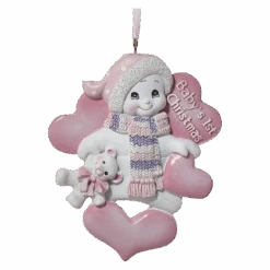 Kurt Adler Baby's 1st Christmas - Snowman Ornament - Pink