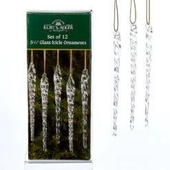 Kurt Adler Twisted Clear Glass Icicle Ornaments- 12 Piece Box Set -Toy Series Store szml55tplhrh7lxncadk