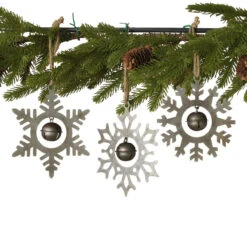Rustic Snowflake Ornament With Sleigh Bell -