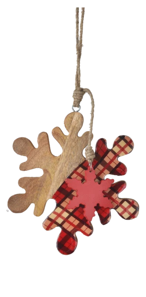 Large Wood Plaid Snowflake Ornament - 4 Large Wood Plaid Snowflake Ornament - - Image 4