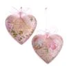 Kurt Adler Blush Boho Chic Glass Pink Heart Ornaments -