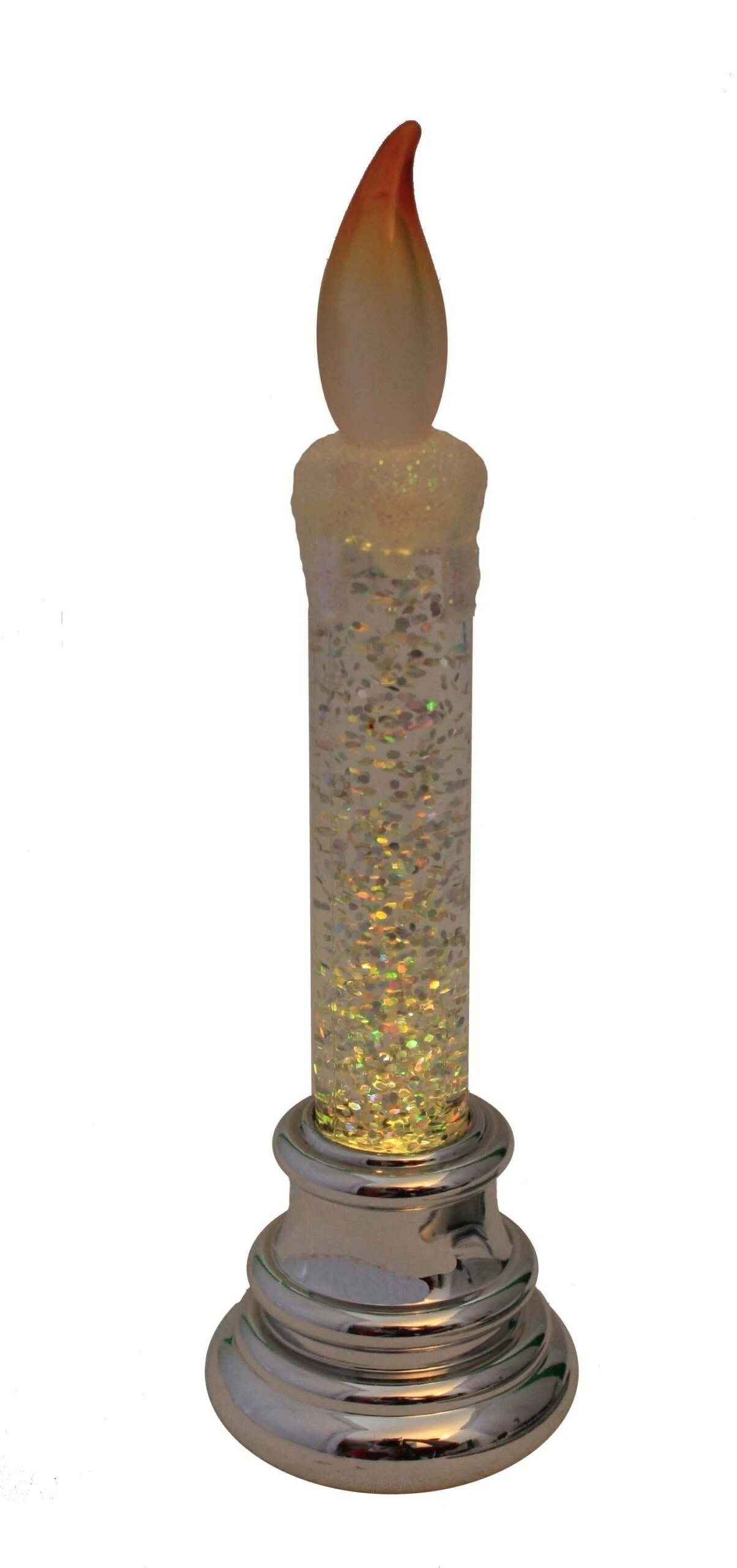 Glitter Water Candle - 6 Inch - Silver Base 2 Glitter Water Candle - 6 Inch - Silver Base - Image 2